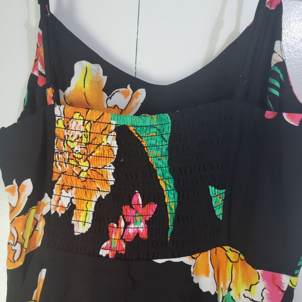 Old Navy Womens XS Black Floral Fit & Flare Cami Dress Tropical Beach Hawaii - Picture 4 of 7